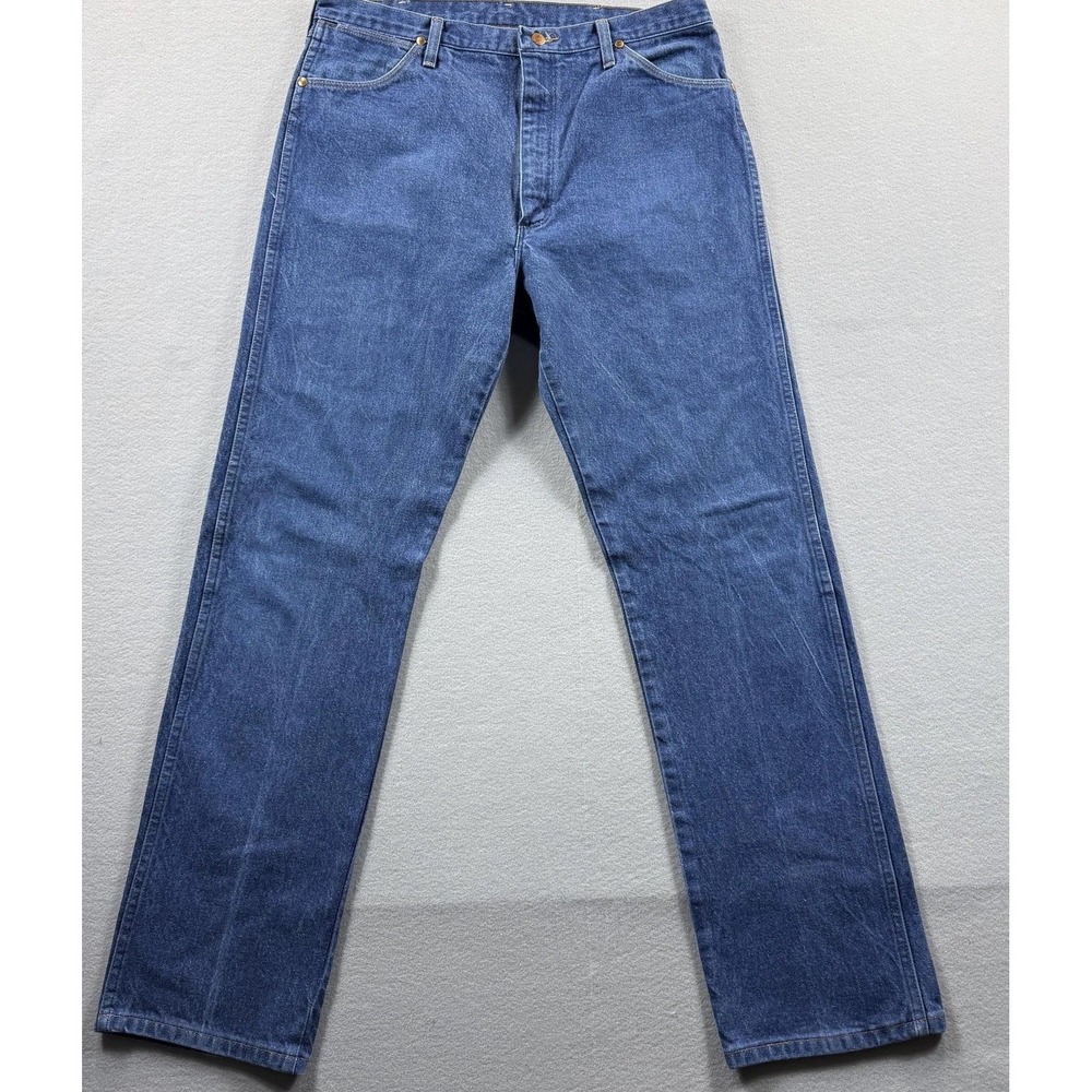 Wrangler Cowboy Cut Jeans Mens 38x34 (36x33) Blue Medium Wash Straight Leg Denim